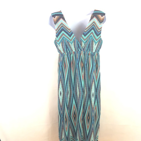 Cynthia Rowley Diamond Chevron Patterned Blue 8 - Picture 5 of 7